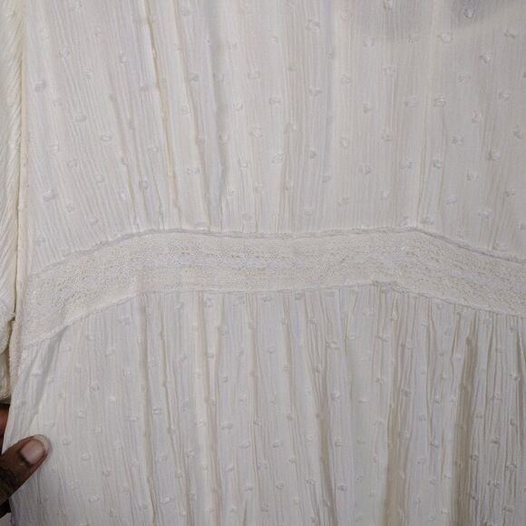 Knox Rose Swiss Dot Cream 3/4 Sleeve Maxi Dress Plus Size 2X Hippie Prairie Boho - Picture 5 of 12